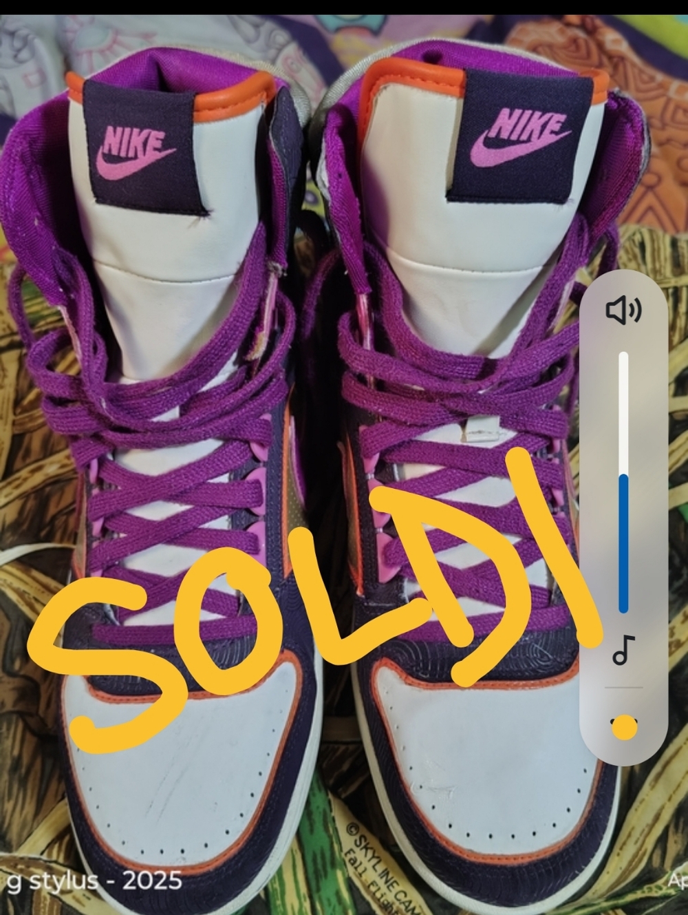 😲🔥NIKE ✅ Ladies High-Top Sneakers — Purple/White with Pink Accents- Size 11